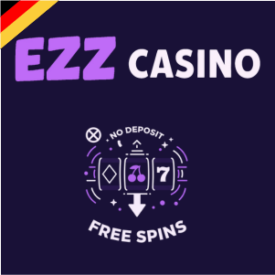 ZZ Casino Logo mit einem Spielautomaten und dem Text „Freispiele ohne Einzahlung“, als Symbol für ein Angebot ohne Einzahlung.