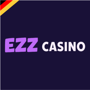 EZZ Casino Logo mit moderner Typografie auf dunklem Hintergrund.