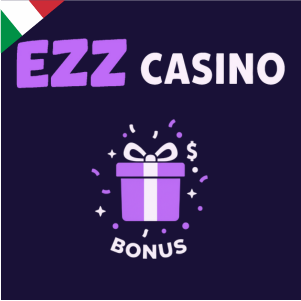 Logo di EZZ Casino con una scatola regalo e la scritta bonus, a simboleggiare un’offerta promozionale del casinò.