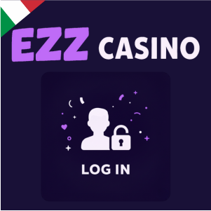 Logo di EZZ Casino con un'icona di accesso, che mostra una persona e un simbolo di lucchetto, a rappresentare la procedura di login del casinò.