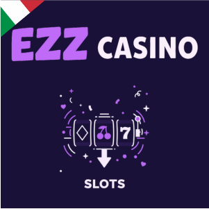 Logo EZZ Casino con simbolo di una slot machine e la scritta 'Slots', a rappresentare l’offerta di giochi slot del casinò.