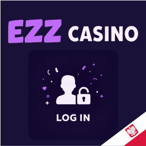 Logo EZZ Casino z ikoną logowania, przedstawiające sylwetkę osoby oraz symbol kłódki, co obrazuje proces logowania do kasyna.