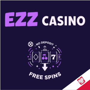 Logo ZZ Casino z automatem do gry oraz napisem „Darmowe spiny bez depozytu”, symbolizujące ofertę darmowych spinów bez wpłaty.