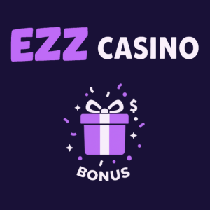 EZZ Casino logo with a gift box and bonus text, symbolizing a casino bonus offer.